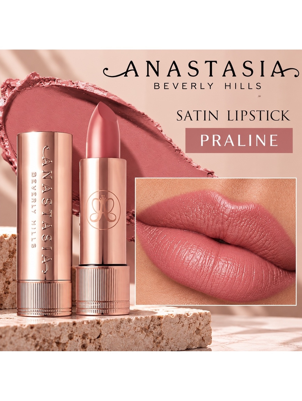 Anastasia Beverly Hills • Full Pigment Satin Velvet Lipstick • Praline